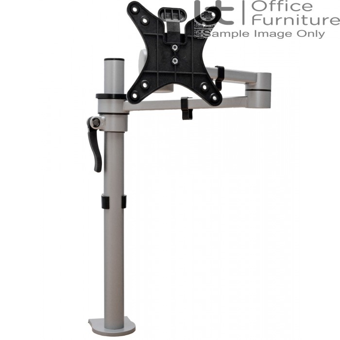 DMC Vision S single pole monitor arm with C clamp, bolt through & grommet mount fixing kit with Quick Release VESA Plate