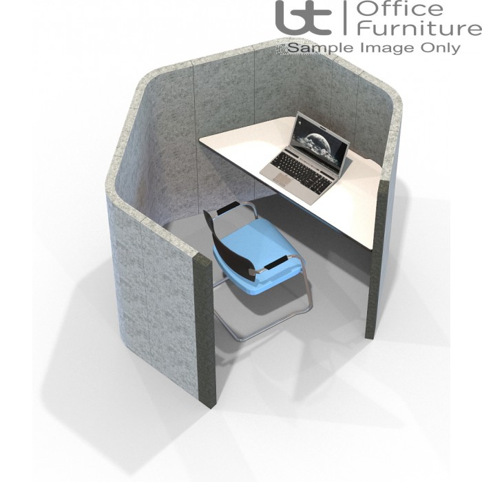 Acoustic Learning - Large Hexagonal Study Booth Including Desk (3 Height Options)